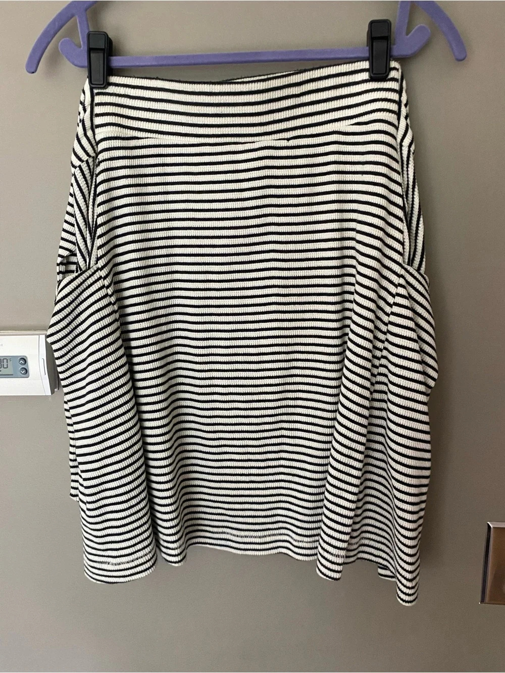 FREE PEOPLE 'All Tied Up' Black & Cream Stripe Wrap Skirt Size XS